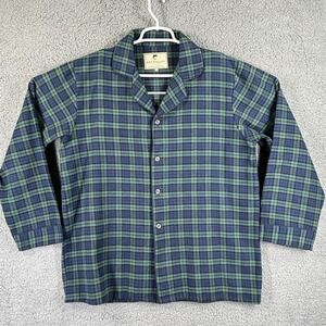 Mens Lee Valley Ireland Flannel Sleep Shirt Size M Scottish Plaid Green‎ Blue